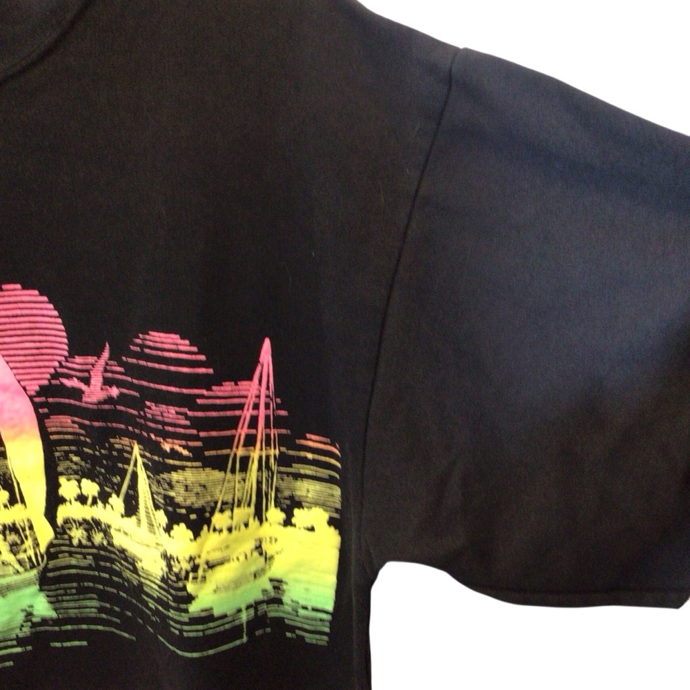 Vintage 80s Diport USA Sweatshirt Womens L Neon Puff Paint Newport Beach Coastal - Picture 7 of 14